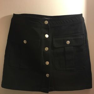Forever 21 Black Mini Skirt Button Up w/ Pockets